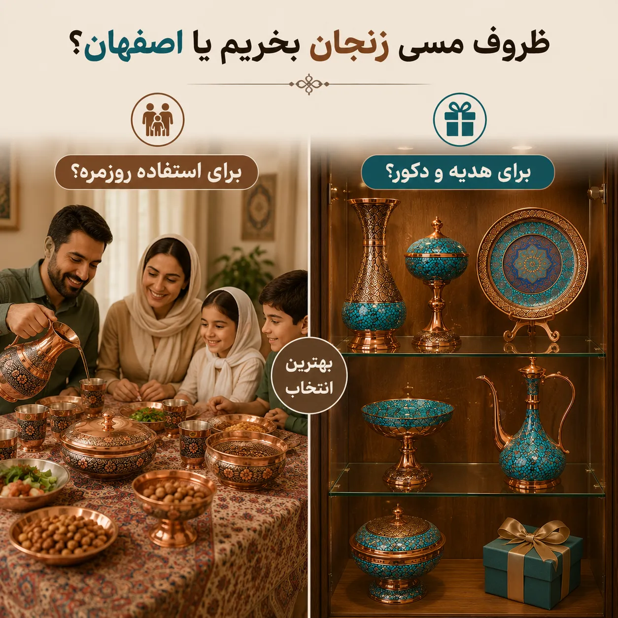 تفاوت ظروف مسی زنجان و اصفهان