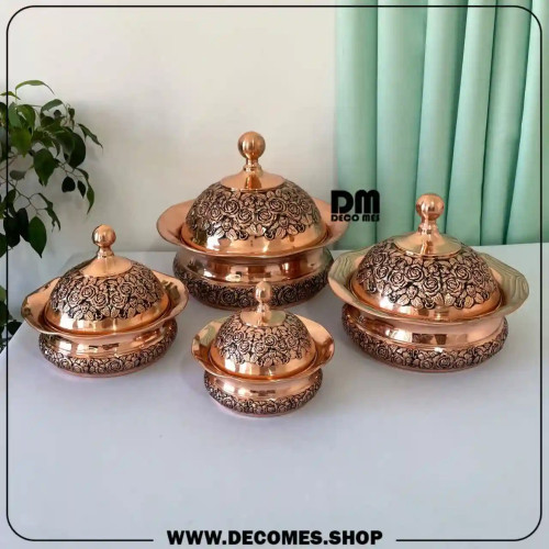 سرویس پذیرایی مسی جدید(مدل گل رز بدون پایه/برند سویل)