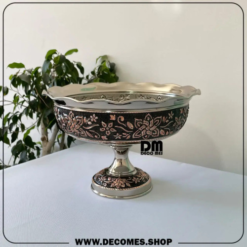 آجیل خوری مسی کروم جدید(مدل گل یاس/کد1890)