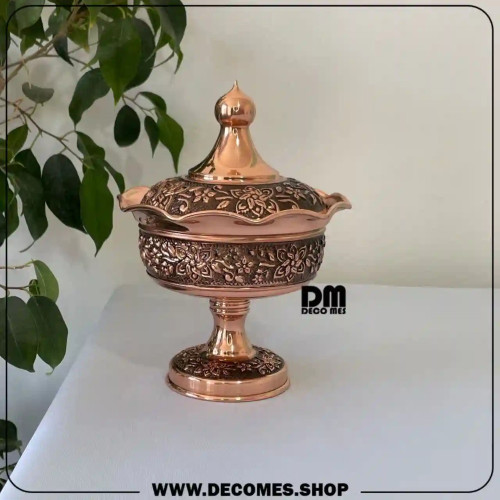 قندان مسی پایه دار(مدل گل یاس/برند فضلی/کد2060)