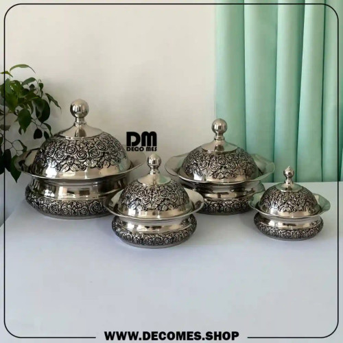 سرویس پذیرایی مسی کروم(مدل گل رز بدون پایه/برند سویل)