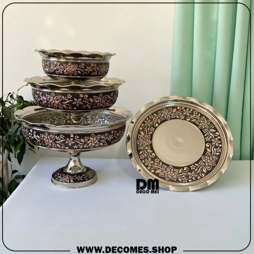 سرویس پذیرایی مسی کروم(مدل گل یاس)