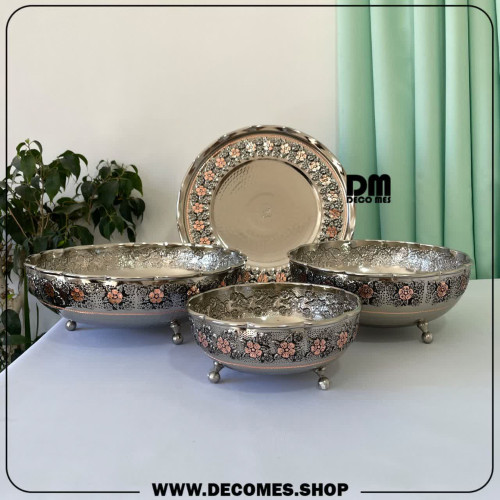 سرویس پذیرایی مسی کروم گل سرخ