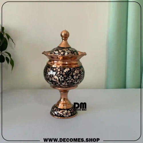 قندان مسی نقره کوب(مدل الماستراش سیاه/کد2038)