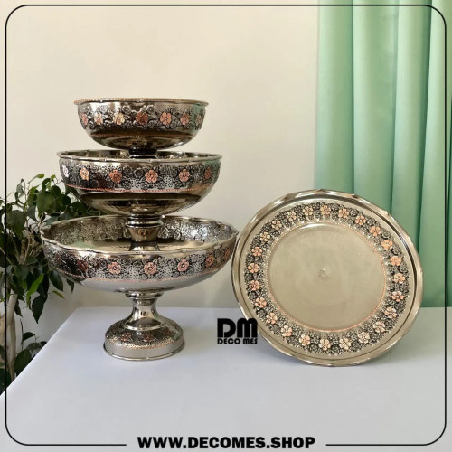 جدیدترین سرویس پذیرایی مسی کروم(الماستراش/مدل گل سرخ)